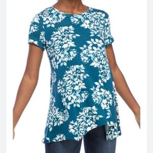 🔴 New direction XL Petite Short Sleeve Printed Shark Bite Hem Top